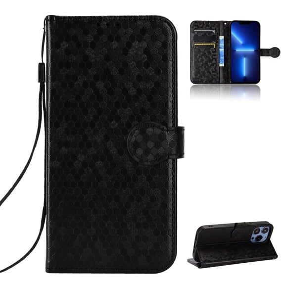 Allytech for iPhone 14 Pro Max Case 6.7 inch 2022, PU Leather and Soft TPU Bumper Shockproof Cover with Hand Strap Magnetic Snap Flip Stand Case for iPhone 14 Pro Max, Black