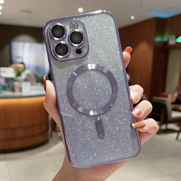 Allytech for iPhone 14 Pro Max Case, Compatible with MagSafe Gradient Bling Glitter Women Luxury Clear TPU Plating Cover with Camera Lens Protector for iPhone 14 Pro Max 5G 6.7 INCH 2022, Lightpurple