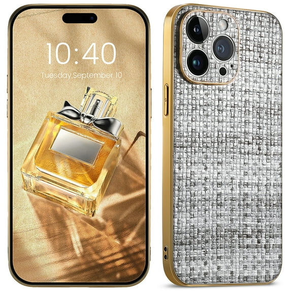 Allytech iPhone 14 Pro Max Case for Girls Women, Waven Pattern TPU Back Cover Corner Protective Shockproof ANti-scratch Anti-slip Slim Fit Case Cover for Apple iPhone 14 Pro Max 6.7" 2022 - Black