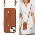 thumbnail image 1 of Allytech iPhone 14 Pro Max Case, With Long Shoulder Strap Hand Strap Stand Cards Holder Shockproof Protective Wallet Case Cover for Apple iPhone 14 Pro Max 6.7" - Brown, 1 of 7