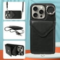 thumbnail image 1 of Allytech iPhone 14 Pro Max Case with Ring Holder & Shoulder Strap, Retro PU Leather Cards Slots Kickstand Detachable Lanyard Shockproof Wallet Case Cover for Apple iPhone 14 Pro Max - Black, 1 of 14