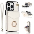 thumbnail image 1 of Allytech for iPhone 14 Pro Max Case Wallet with Card Holder, 360°Rotation Finger Ring Holder Kickstand RFID Blocking PU Leather Case with Hand Strap Case for iPhone 14 Pro Max 6.7" 2022, White, 1 of 9