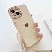 Allytech iPhone 14 Pro Max Case for Women Girl, Full Camera Lens Protection Shockproof Luxury Love Heart Electroplated Protective Case Cover for Apple iPhone 14 Pro Max 6.7 inch 2022, White