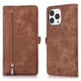 thumbnail image 1 of Allytech for iPhone 14 Pro Max Magnetic Clasp Case, PU Leather Flip Wallet Case with Card Slot & Kickstand & Wrist Strap Shockproof Protective Case for 14 Pro Max 6.7" 2022 Women Men, Brown, 1 of 11