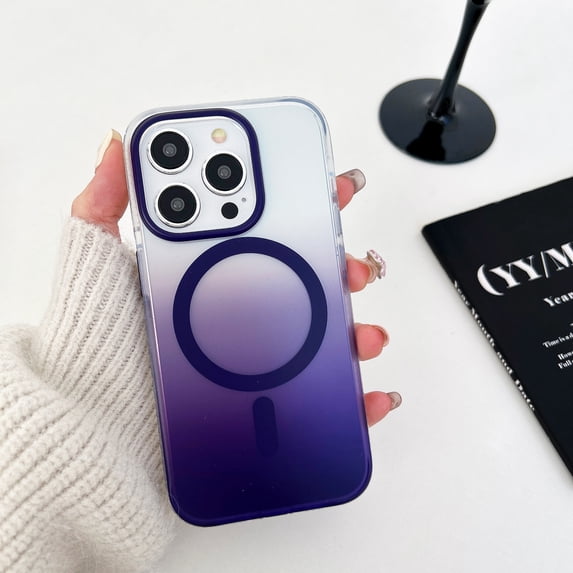 Allytech iPhone 14 Pro Max Mangetic Case, Gradient Color Design Shockproof Anti-Scratch Bumper Drop Resistant Phone Case Cover for Apple iPhone 14 Pro Max, Purple