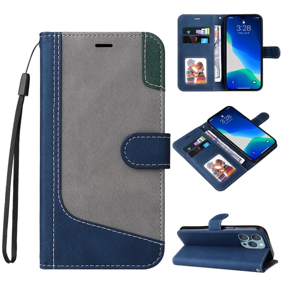 Allytech for iPhone 14 Pro Max Wallet Case with Card Slots Holder and Wrist Strap, PU Leather Kickstand Flip Folio TPU Bumper Shockproof Case for iPhone 14 Pro Max 6.7" 5G 2022, Blue