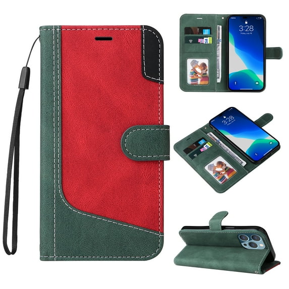 Allytech for iPhone 14 Pro Max Wallet Case with Card Slots Holder and Wrist Strap, PU Leather Kickstand Flip Folio TPU Bumper Shockproof Case for iPhone 14 Pro Max 6.7" 5G 2022, Green