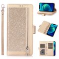thumbnail image 1 of Allytech for iPhone 14 Pro Max Wallet Case for Women Girls, Glitter Sparkle PU Leather Folding Stand Zipper Purse Case with 9 Card Slots Cash Pocket Wrist Strap Case for iPhone 14 Pro Max, Gold, 1 of 6