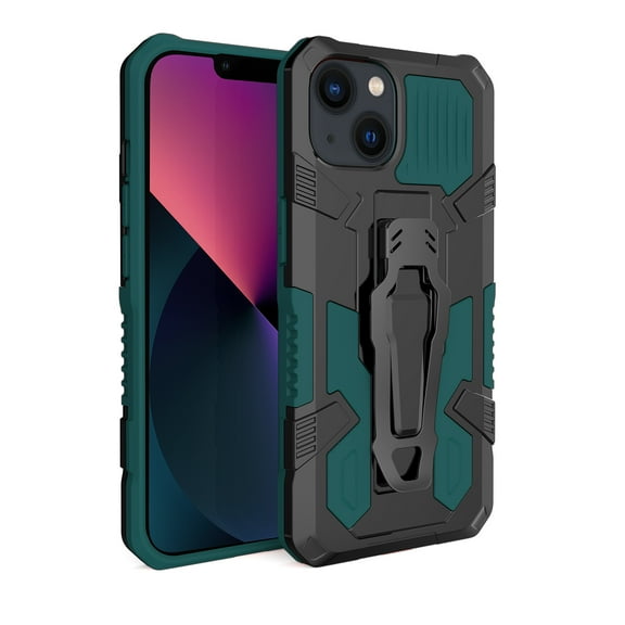 Allytech iPhone 15 Case Cover, Military Grade Protection Back Cover with Bracket Clamp Shockproof Bumper Kickstand Anti-Scratch Phone Cases for Apple iPhone 15 - Darkgreen