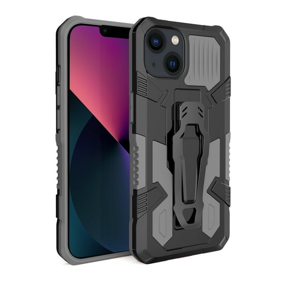 Allytech iPhone 15 Case Cover, Military Grade Protection Back Cover with Bracket Clamp Shockproof Bumper Kickstand Anti-Scratch Phone Cases for Apple iPhone 15 - Gray