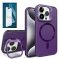 thumbnail image 1 of Allytech iPhone 15 Case with Screen Protector, Magsafe Compatible Shockproof Rugged Kickstand Protective Anti-Scratch Luxury Phone Case Cover for Apple iPhone 15, Purple, 1 of 11