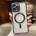 thumbnail image 1 of Allytech for iPhone 15 Clear Magnetic Case, Ultra Slim Lightweight Plating Case[Support Wirelesss Charging], Soft TPU Transparent Shockproof Anti-Scratch Case for iPhone 15, Darkblue, 1 of 8