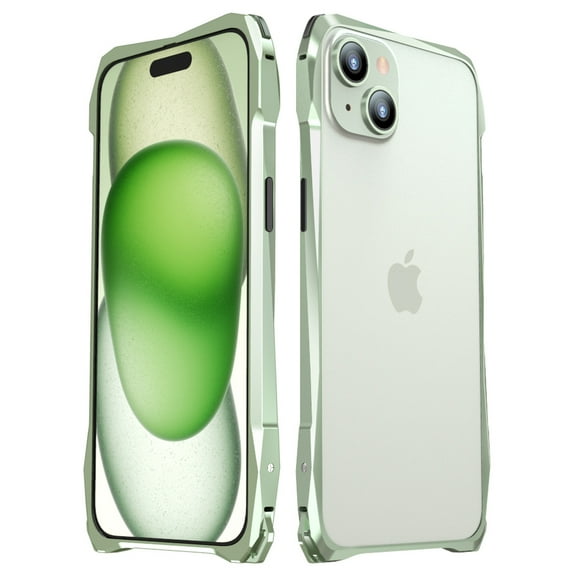 Allytech iPhone 15 Frame Cover, Aluminum Frame Carbon Fiber Sticker Case Lens Protector Anti-Scratch Corner Protective Shockproof Frame Case for Apple iPhone 15 - Lightgreen