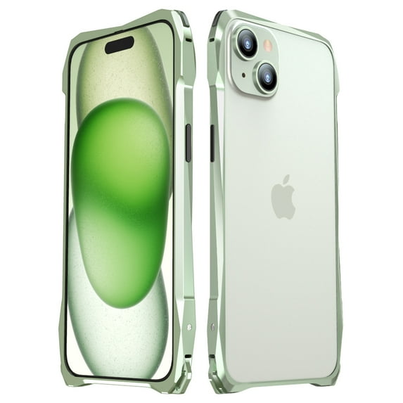Allytech iPhone 15 Frame Cover, Aluminum Frame Carbon Fiber Sticker Case Lens Protector Anti-Scratch Corner Protective Shockproof Frame Case for Apple iPhone 15 - Lightgreen