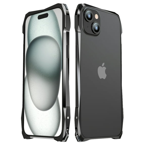 Allytech iPhone 15 Frame Cover, Aluminum Frame Carbon Fiber Sticker Case Lens Protector Anti-Scratch Corner Protective Shockproof Frame Case for Apple iPhone 15 - Black