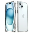 thumbnail image 1 of Allytech iPhone 15 Frame Cover, Aluminum Frame Carbon Fiber Sticker Case Lens Protector Anti-Scratch Corner Protective Shockproof Frame Case for Apple iPhone 15 - Silver, 1 of 12