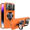 thumbnail image 1 of Allytech iPhone 15 Mangetic Case, Compatible with Magsafe Kickstand Camera Lens Protective Shockproof Bumper Rugged Hybrid Phone Case for Apple iPhone 15 - Orange, 1 of 7