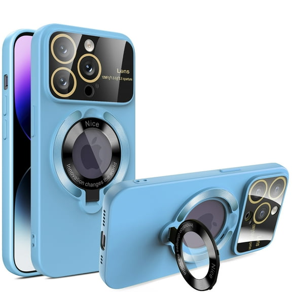 Allytech iPhone 15 Mangetic Case, Compatible with Magsafe Kickstand Camera Lens Protective Shockproof Bumper Rugged Hybrid Phone Case for Apple iPhone 15 - Skyblue