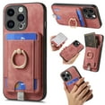 thumbnail image 1 of Allytech for iPhone 15 Plus 2 in 1 Detachable Wallet Case, Luxury Retro PU Leather Ring Kickstand Card Cash Slots Case for Women Men, Strong Magnetic Shockproof Anti-Scratch Slim Case - Pink, 1 of 11