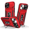 thumbnail image 1 of Allytech iPhone 15 Plus Case with Kickstand, Sliding Camera Lens Protector Rugged Hybrid Military Grade Shockproof Bumper Phone Case for Apple iPhone 15 Plus - Red, 1 of 10