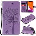 thumbnail image 1 of Allytech for iPhone 15 Plus Case Wallet, Cute Cat Tree Embossed PU Leather Slim Fit Flip Folio Stand Cover for Girls Women Cards Slots Wallet Case Cover for Apple iPhone 15 Plus - lightpurple, 1 of 9