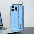 thumbnail image 1 of Allytech iPhone 15 Plus Case with Wristband & Ring Holder, Bling Glitter Design TPU Back Cover for Girls Women Stand Feature Shockproof Anti-Scratch Phone Case for Apple iPhone 15 Plus - Blue, 1 of 11