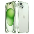 thumbnail image 1 of Allytech iPhone 15 Plus Frame Cover, Aluminum Frame Carbon Fiber Sticker Case Lens Protector Anti-Scratch Corner Protective Shockproof Frame Case for Apple iPhone 15 Plus - Lightgreen, 1 of 12