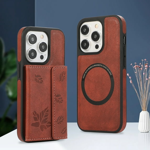 Allytech iPhone 15 Pro Case with Detachable Magnetic Cards Holder, 2 In 1 Wallet Case Stylish Stand Compatible with Magsafe Shockproof Wallet Mangetic Cover for Apple iPhone 15 Pro - Winered