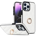 thumbnail image 1 of Allytech iPhone 15 Pro Case with Finger Ring, 360° Rotatable Ring Holder Kickstand Luxury PU Leather Non-Slip Shockproof Business Women Men Phone Cases Covers for Apple iPhone 15 Pro 6.1", White, 1 of 8