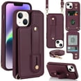 thumbnail image 1 of Allytech iPhone 15 Pro Case, With Long Shoulder Strap Hand Strap Stand Cards Holder Shockproof Protective Wallet Case Cover for Apple iPhone 15 Pro 6.1" - Winered, 1 of 7