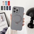 thumbnail image 1 of Allytech for iPhone 15 Pro Case Ring Stand, Liquid Silicone Compatible with Magsafe Wireless Charging Support Anti-Scratch Bumper Shockproof Phone Case for Apple iPhone 15 Pro - Gray, 1 of 7