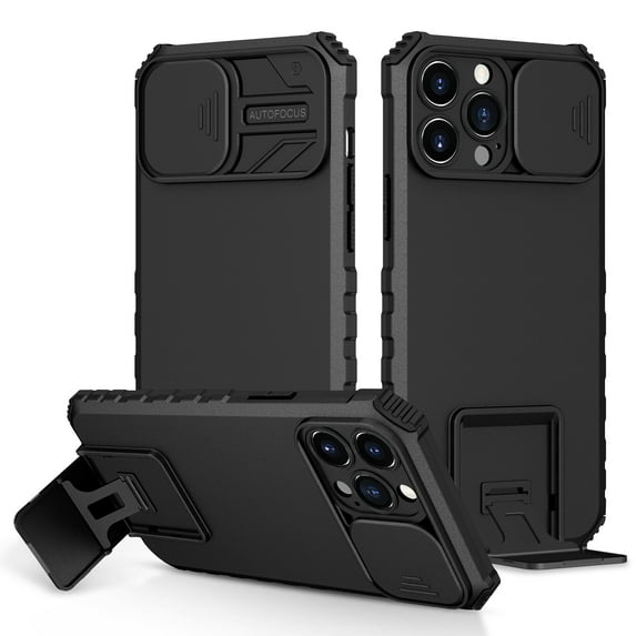 Allytech iPhone 15 Pro Case with Slide Camera Lens Protector, Full Body Protecitve Shockproof TPU Bumper Back Cover Slim Shell Anti-Scratch Phone Case for Apple iPhone 15 Pro - Black
