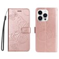 thumbnail image 1 of Allytech iPhone 15 Pro Case Wallet, PU Leather Big Butterfly Embossed Cards Slots Kickstand Shockproof Flip Folio Cover Wallet Case for Apple iPhone 15 Pro - Rosegold, 1 of 1