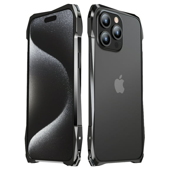 Allytech iPhone 15 Pro Frame Cover, Aluminum Frame Carbon Fiber Sticker Case Lens Protector Anti-Scratch Corner Protective Shockproof Frame Case for Apple iPhone 15 Pro - Black