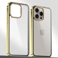 thumbnail image 1 of Allytech iPhone 15 Pro Mac Clear Case Cover, Aluminium Frame Transparent Back Cover Anti-Yellow Shock-Resistant Slim Phone Case for Apple iPhone 15 Pro Max 6.7" - Gold, 1 of 1
