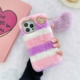 thumbnail image 1 of Allytech iPhone 15 Pro Max Case 6.7-inch, Cute Girly Soft Warm Faux Fur with Heart Ball Protective Shockproof Case for Girls Women Cover for Apple iPhone 15 Pro Max - Purple, 1 of 4