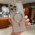 thumbnail image 1 of Allytech for iPhone 15 Pro Max Case, Compatible with MagSafe Gradient Bling Glitter Women Luxury Clear TPU Plating Case Cover with Camera Lens Protector for iPhone 15 Pro Max 5G 6.7 INCH 2023, Gold, 1 of 10