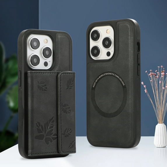 Allytech iPhone 15 Pro Max Case with Detachable Magnetic Cards Holder, 2 In 1 Wallet Case Stylish Stand Compatible with Magsafe Shockproof Wallet Mangetic Cover for Apple iPhone 15 Pro Max - Black