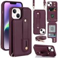 thumbnail image 1 of Allytech iPhone 15 Pro Max Case, With Long Shoulder Strap Hand Strap Stand Cards Holder Shockproof Protective Wallet Case Cover for Apple iPhone 15 Pro Max 6.7" - Winered, 1 of 7