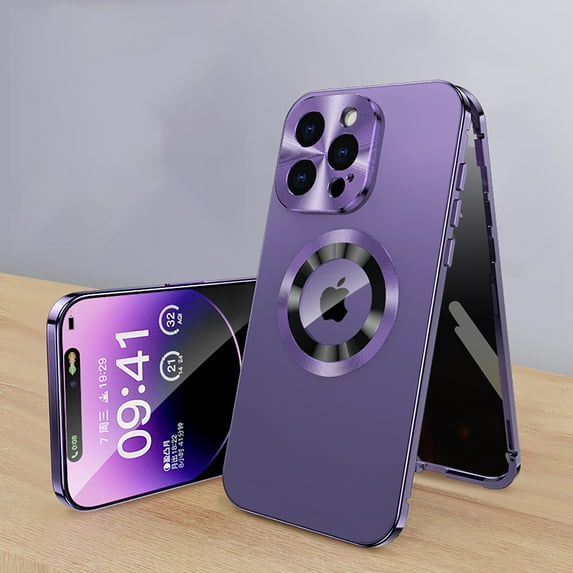 Allytech iPhone 15 Pro Max Case with Privacy Screen Protector, With Camera Lens Protector Full Body Protective Shockproof Magsafe Compatible Phone Case for Apple iPhone 15 Pro Max - Purple