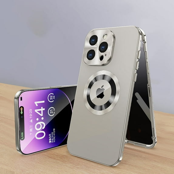 Allytech iPhone 15 Pro Max Case with Privacy Screen Protector, With Camera Lens Protector Full Body Protective Shockproof Magsafe Compatible Phone Case for Apple iPhone 15 Pro Max - Lightgold