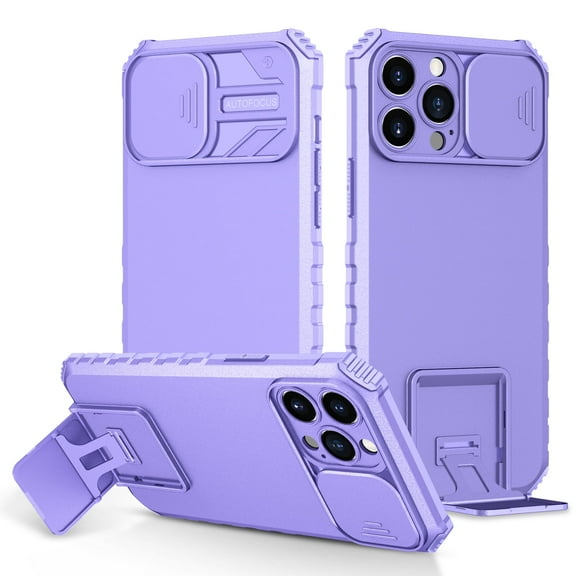 Allytech iPhone 15 Pro Max Case with Slide Camera Lens Protector, Full Body Protecitve Shockproof TPU Bumper Back Cover Slim Shell Anti-Scratch Phone Case for Apple iPhone 15 Pro Max - Purple