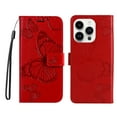 thumbnail image 1 of Allytech iPhone 15 Pro Max Case Wallet, PU Leather Big Butterfly Embossed Cards Slots Kickstand Shockproof Flip Folio Cover Wallet Case for Apple iPhone 15 Pro Max - Red, 1 of 1