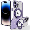 thumbnail image 1 of Allytech iPhone 15 Pro Max Clear Case with Glitter Bling Paper, Magnetic Case Compatible with All Magsafe Accessories Anti-Yellow Kickstand Shockproof Phone Case for Apple iPhone 15 Pro Max - Purple, 1 of 7