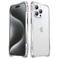 thumbnail image 1 of Allytech iPhone 15 Pro Max Frame Cover, Aluminum Frame Carbon Fiber Sticker Case Lens Protector Anti-Scratch Corner Protective Shockproof Frame Case for Apple iPhone 15 Pro Max - Silver, 1 of 12