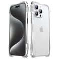 thumbnail image 1 of Allytech iPhone 15 Pro Max Frame Cover, Aluminum Frame Carbon Fiber Sticker Case Lens Protector Anti-Scratch Corner Protective Shockproof Frame Case for Apple iPhone 15 Pro Max - Silver, 1 of 12
