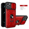 thumbnail image 1 of Allytech iPhone 15 Pro Max Rugged Case with Slide Camera Lens Cover, Ring Kickstand Detachable Card Holder Magnetic Car Mount Hybrid PC Shockproof Protective Case for iPhone 15 Pro Max - Red, 1 of 9