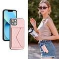 thumbnail image 1 of Allytech iPhone 15 Wallet Case with Hand Wrist, PU Leather RFID Blocking Cards Slots Shockproof Stand Feature Bumper Magnetic Closure Slim Shell Phone Case for Apple iPhone 15, Pink, 1 of 7