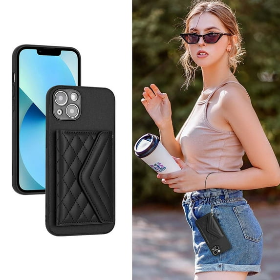 Allytech iPhone 15 Wallet Case with Hand Wrist, PU Leather RFID Blocking Cards Slots Shockproof Stand Feature Bumper Magnetic Closure Slim Shell Phone Case for Apple iPhone 15, Black