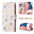 thumbnail image 1 of Allytech iPhone 15 Wallet Case, Stylish Flowers Pattern PU Leather Cover with Wrist Strap & Card Slots, Kickstand Magnetic Closure Shockproof Case for Women Girls, Small Flowers, 1 of 8